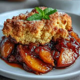 Juicy peaches under tender, buttery biscuits, a perfect summer treat.