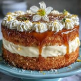 Beautiful Mother's Day lemon curd layer cake, visually stunning with delicate floral decor.