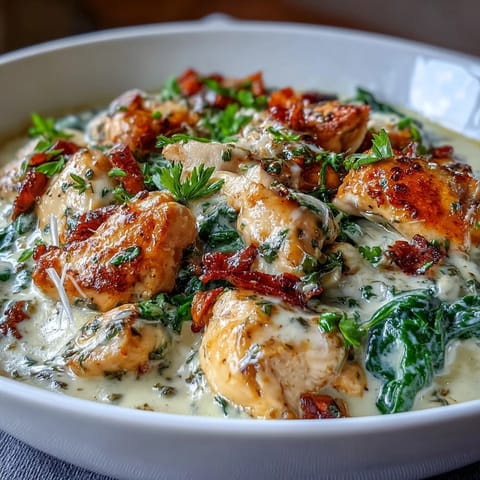 Creamy one-pot lemon orzo with chicken and spinach, garnished with fresh lemon zest and Parmesan.