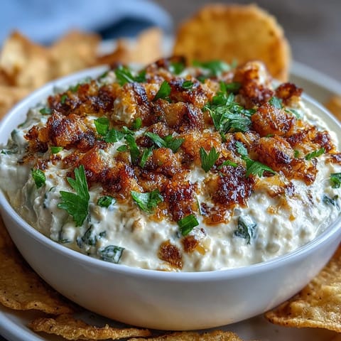 Creamy elote dip with charred corn and cotija cheese, served with crispy tortilla chips for a tangy, spicy appetizer.  