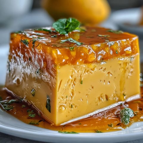 Freshly cut Mango Agar-Agar Jelly Cubes glistening, served in a chilled dish.