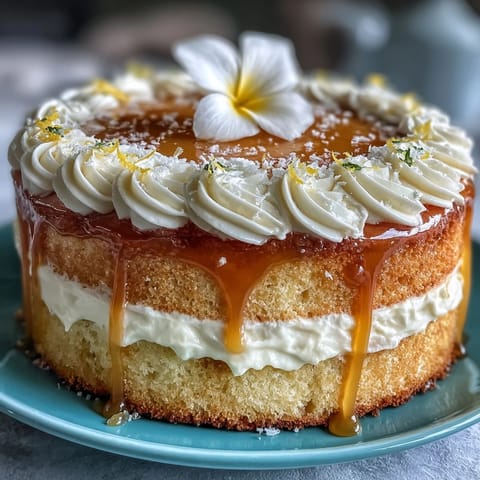 Zesty lemon curd cake with edible flowers, a delightful Mother's Day dessert.