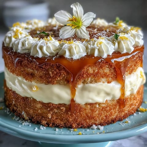 Beautiful Mother's Day lemon curd layer cake, visually stunning with delicate floral decor.