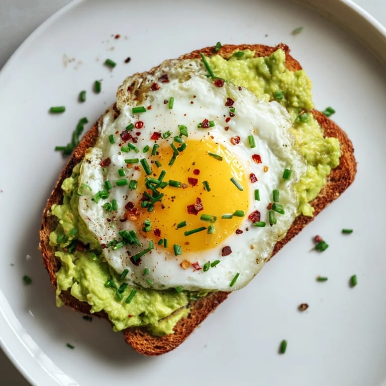 Savory avocado toast recipe served warm with poached egg, cilantro, and a dash of spice.
