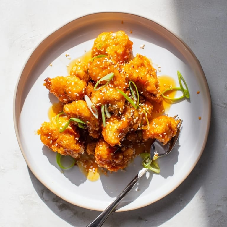 Tender chicken coated in homemade orange sauce, served over steamed rice for a delicious meal.