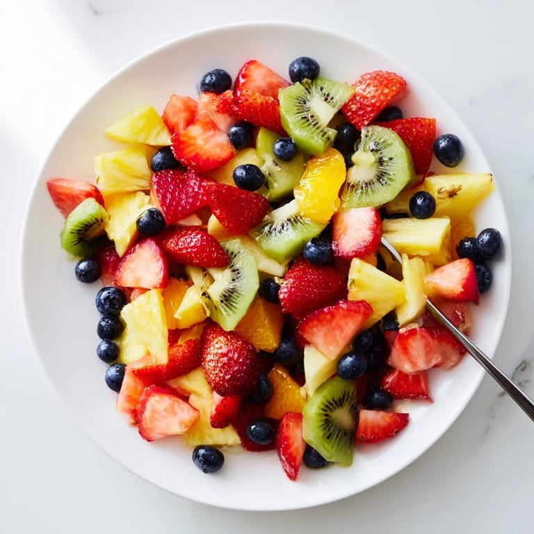 Colorful Fruit Salad, a medley of grapes and blueberries, served fresh with a garnish of mint.