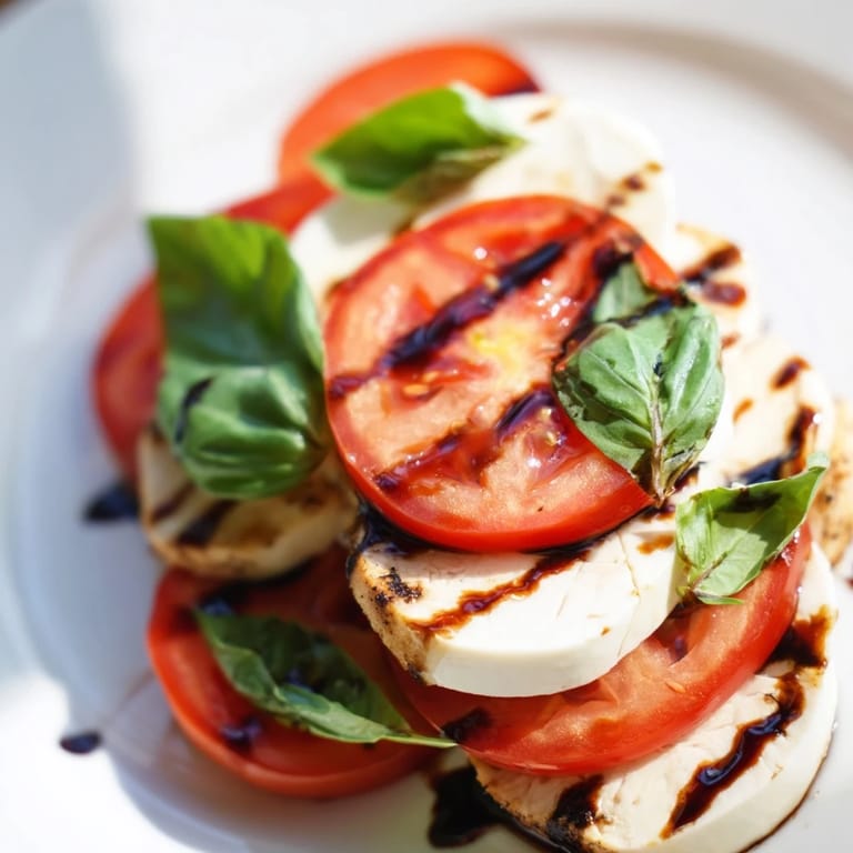 For a light lunch, this Chicken Caprese Salad features golden grilled chicken, colorful tomatoes, and mozzarella, all tossed with a sweet and tangy balsamic dressing.