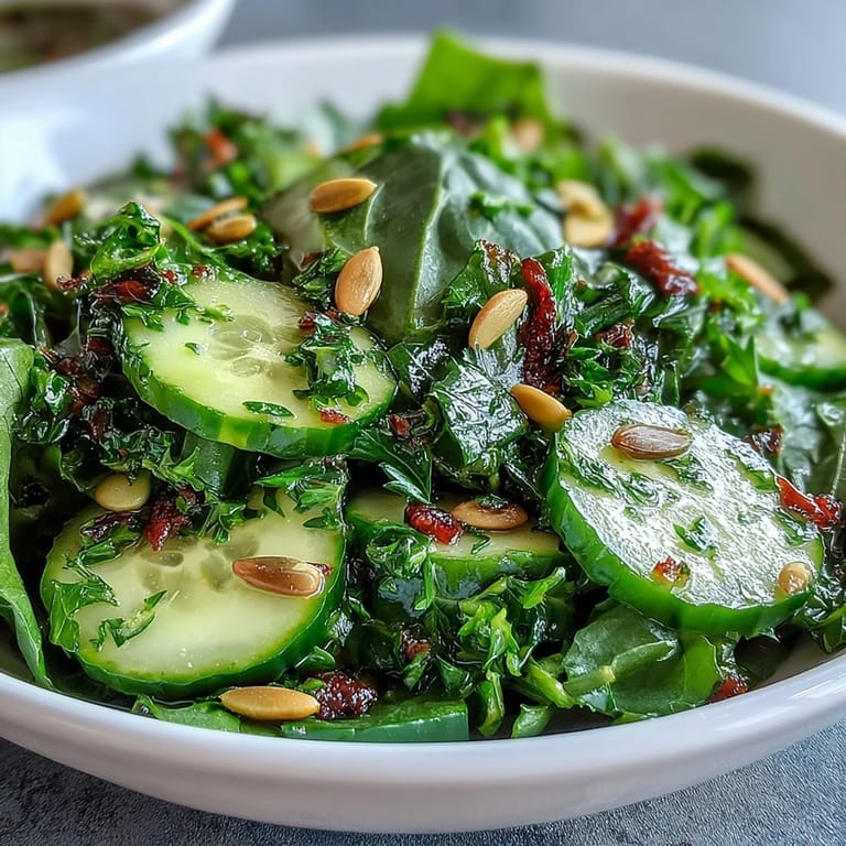 Healthy vegan Glowing Green Salad with hydrating greens and pumpkin seeds, perfect for a light meal.