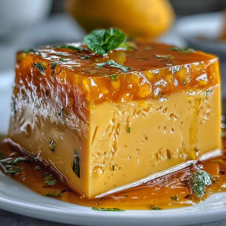 Freshly cut Mango Agar-Agar Jelly Cubes glistening, served in a chilled dish.