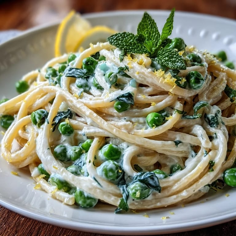 Delicious Lemon Ricotta Pasta topped with peppery mint and Parmesan.