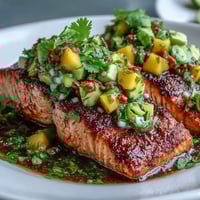 Baked Salmon Mango Avocado Salsa
